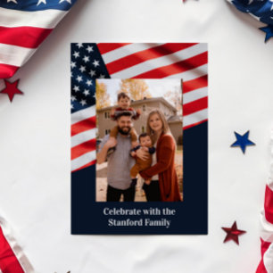 4e juli Amerikaanse vlag met familiefoto Kaart