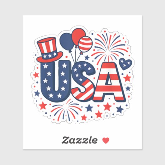 4e juli Amerikaanse vlag Sticker (Vel)