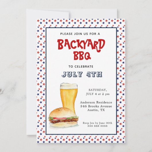 4e juli Backyard BBQ party Aankondiging (Voorkant)
