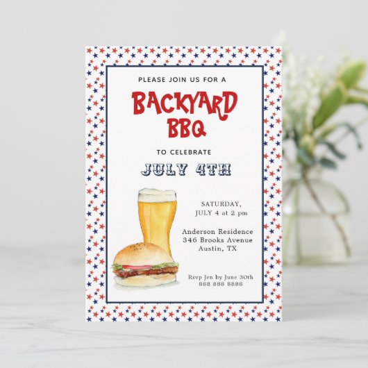 4e juli Backyard BBQ party Aankondiging (Staand voorkant)