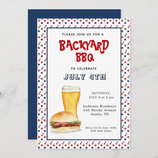 4e juli Backyard BBQ party Aankondiging (Voorkant / Achterkant)