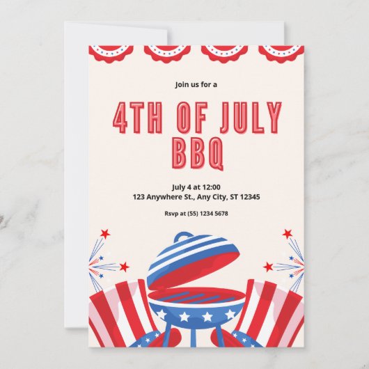 4e juli BBQ Kaart (Voorkant)