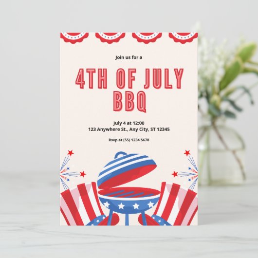 4e juli BBQ Kaart (Staand voorkant)