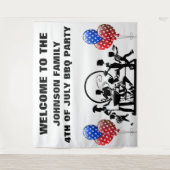 4e juli BBQ Party Welcome  Wandkleed (Voorkant)