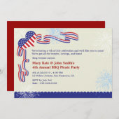 4e juli BBQ Picnic Invitation Party Kaart (Voorkant / Achterkant)