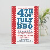 4e juli BBQ Red Blue Stars Party Kaart (Staand voorkant)