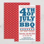 4e juli BBQ Red Blue Stars Party Kaart (Voorkant / Achterkant)