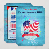 4e juli BBQ Vlag en Vuurwerkuitnodiging Kaart (Voorkant / Achterkant)
