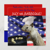4e juli BBQin Squirrel-uitnodigingen Kaart (Voorkant / Achterkant)