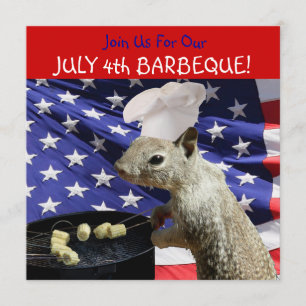 4e juli BBQin Squirrel-uitnodigingen Kaart