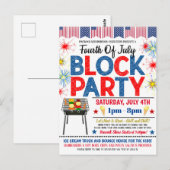 4e juli Blokpartij uitnodigt Briefkaart (Voorkant / Achterkant)