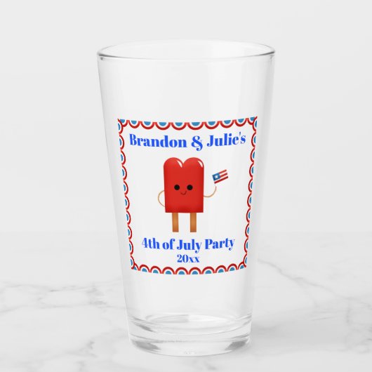 4e juli Cute Patriotic Popsicle Beer Pint Glas (Voorkant)