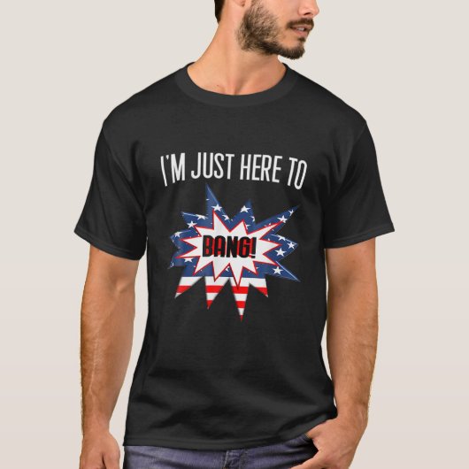 4e juli Firecracker en vuurwerk enkel hier aan T-shirt (Voorkant)