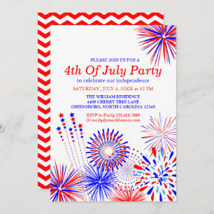 4e juli Fireworks Custom Invitation Card Kaart