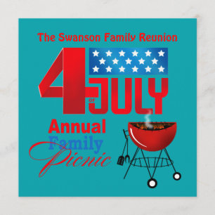 4e juli gezinshereniging Picnic BBQ Cookout Kaart