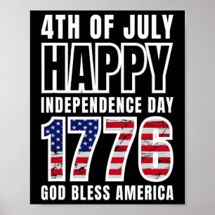 4e juli Happy Independence Day 1776 God zegene Poster