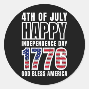 4e juli Happy Independence Day 1776 God zegene Ronde Sticker