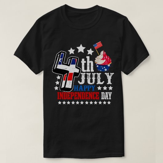 4e juli Happy Independence Day T-shirt (Design voorkant)