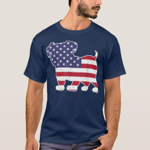 4e juli Hondenliefhebber T Bulldog American Flag T-shirt