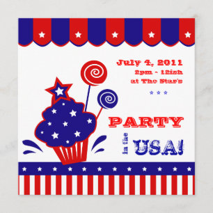 4e juli Onafhankelijkheidsdag BBQ Uitnodiging rood