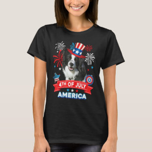 4e juli patriottische dag grens Collie Dog Indepe T-shirt