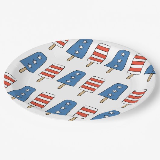 4e juli Popsicles 4e juli Onafhankelijkheidsdag Papieren Bordje (Gekanteld)