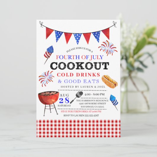 4e juli Uitnodiging BBQ (Staand voorkant)