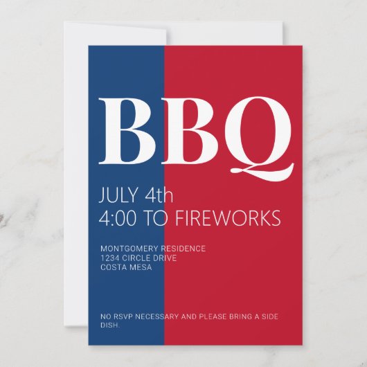 4e juli Uitnodiging BBQ Party (Voorkant)