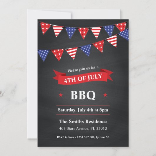 4e juli Uitnodiging BBQ Party (Voorkant)