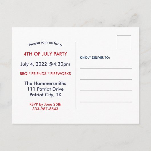 4e juli Uitnodiging BBQ Party (Achterkant)