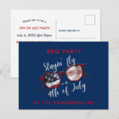 4e juli Uitnodiging BBQ Party Briefkaart (Voorkant / Achterkant)