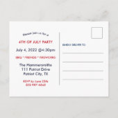 4e juli Uitnodiging BBQ Party Briefkaart (Achterkant)