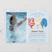 4e juli uitnodiging van de Pool- en Ice Cream-part (Voorkant / Achterkant)