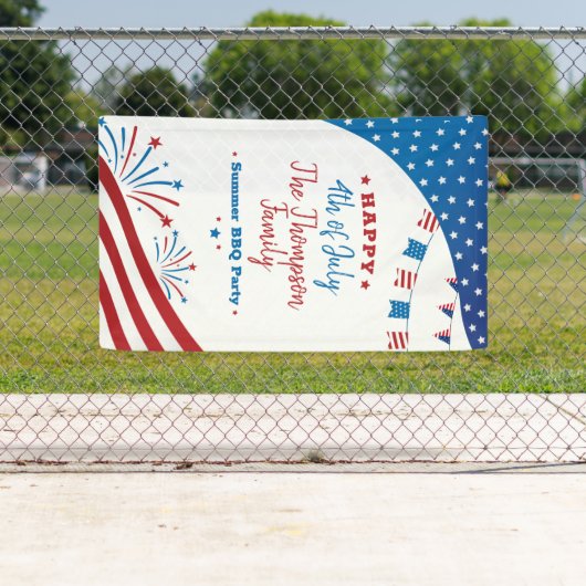 4e juli zomerpartij Red White Blue Custom Spandoek (Insitu)