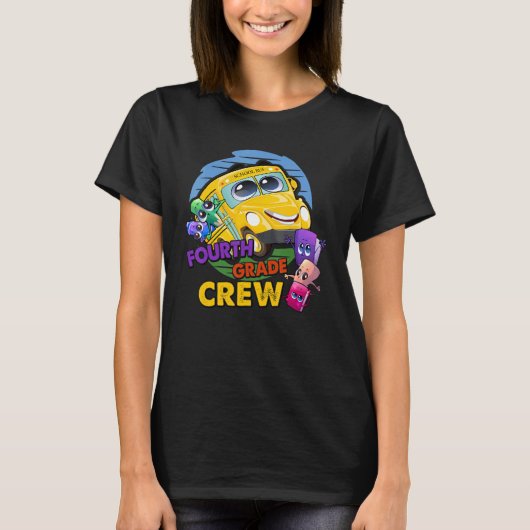 4e klas Crew Kind Leraar School Bus Crayon 4e G T-shirt (Voorkant)