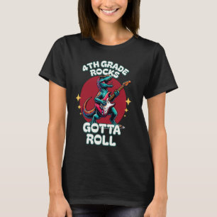 4e klas is vet. Moet rollend dinosaurus en gitaar T-shirt