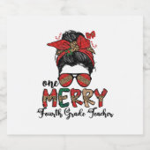 4e klas leraar Kerstmis Vierde klas Team Xmas Sparkling Wijnetiket (Enkel label)