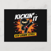 4e klas ninja trap eerste dag terug naar school briefkaart (Voorkant)