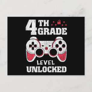 4e klas niveau ontgrendeld gamer terug naar school briefkaart
