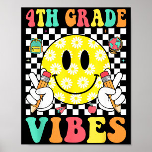 4e klas sfeer retro glimlach gezicht leraar kinder poster