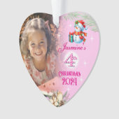 4e Noël Personnalisé Fille Photo Coeur Cadeau (devant)