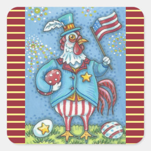 4E PATRIOTISCHE ROOSTER STICKERS Squ * Datablad