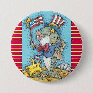 4E PATRIOTISCHE VISSERIJ- EN STARFISH-BUTTON RONDE BUTTON 7,6 CM