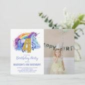 4e Rainbow Unicorn Birthday Invitations photo (Debout devant)