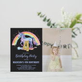 4e Rainbow Unicorn Birthday Invitations photo (Debout devant)