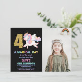 4e Rainbow Unicorn Birthday Invitations photo (Debout devant)