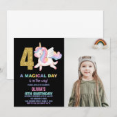 4e Rainbow Unicorn Birthday Invitations photo (Devant / Derrière)
