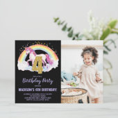 4e Rainbow Unicorn Birthday Invitations photo (Debout devant)