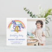 4e Rainbow Unicorn Birthday Invitations photo (Debout devant)