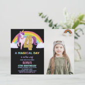4e Rainbow Unicorn Birthday Invitations photo (Debout devant)
